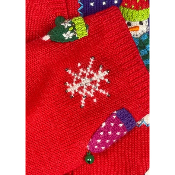 Ugly Christmas Sweater Vintage Marisa Christina Cardigan XL Red Snowman Holiday - Picture 8 of 17